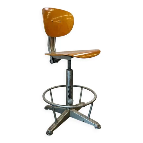 Chaise d'atelier/de bureau/d'usine industrielle vintage