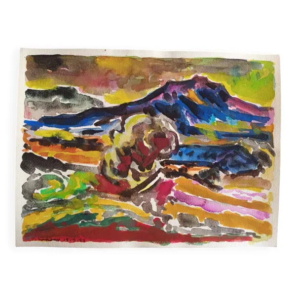 Pierre Lacroux (1909- 1993) Gouache sur papier, 1989