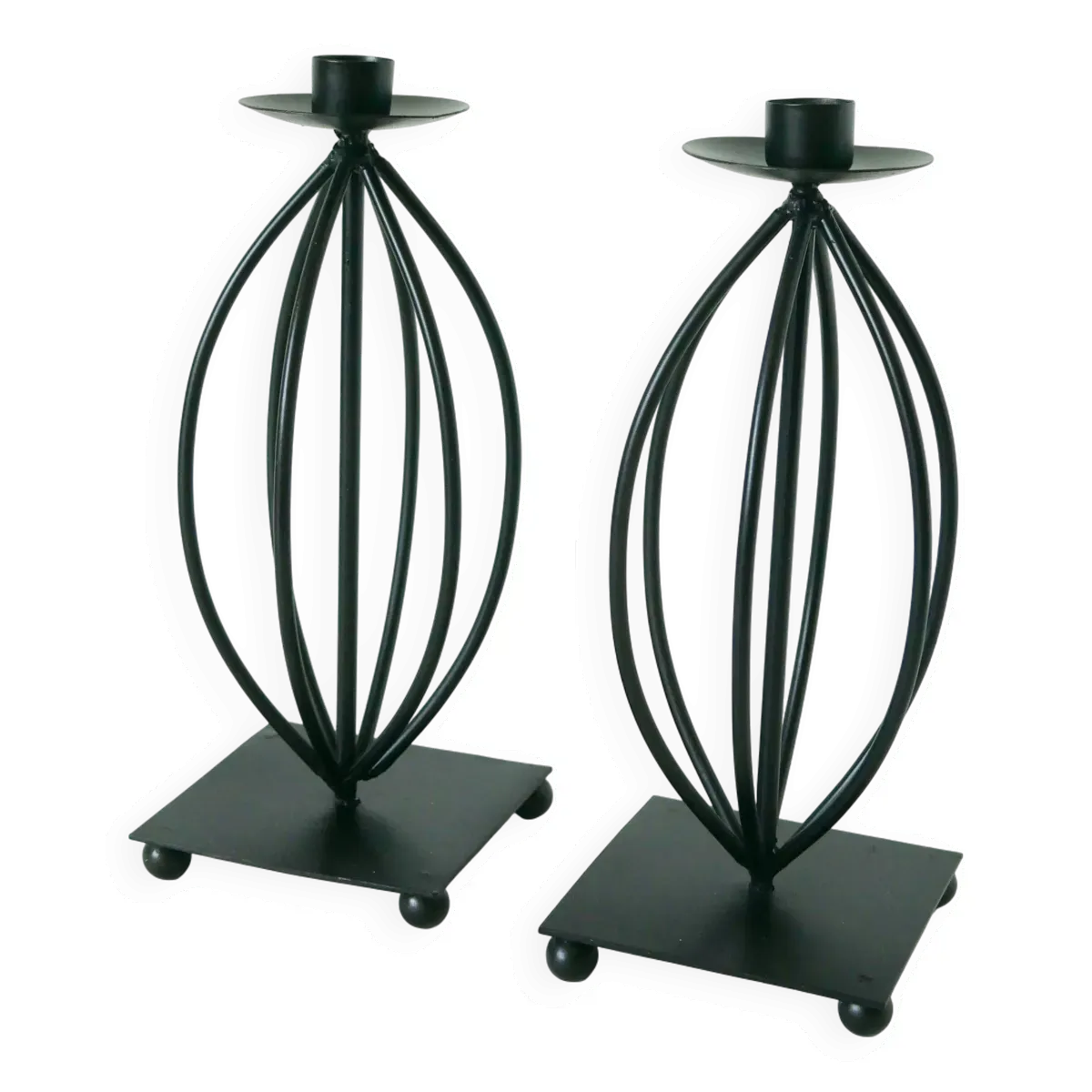 Paire de bougeoirs en fer forgé, Vintage