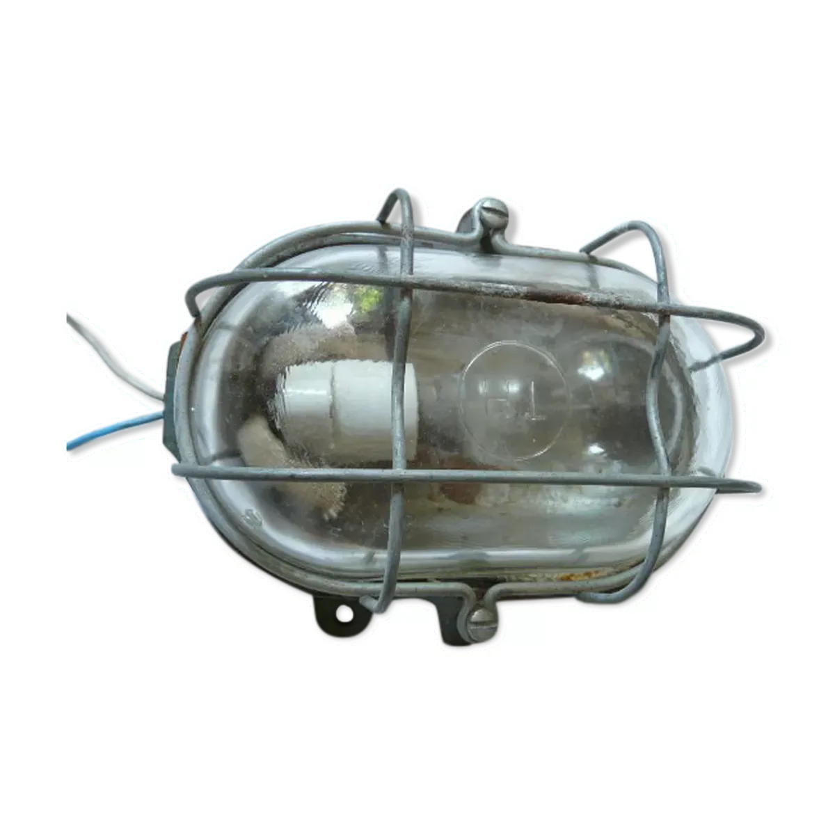 Lampe hublot applique plafonnier 1970 en métal et verre TH