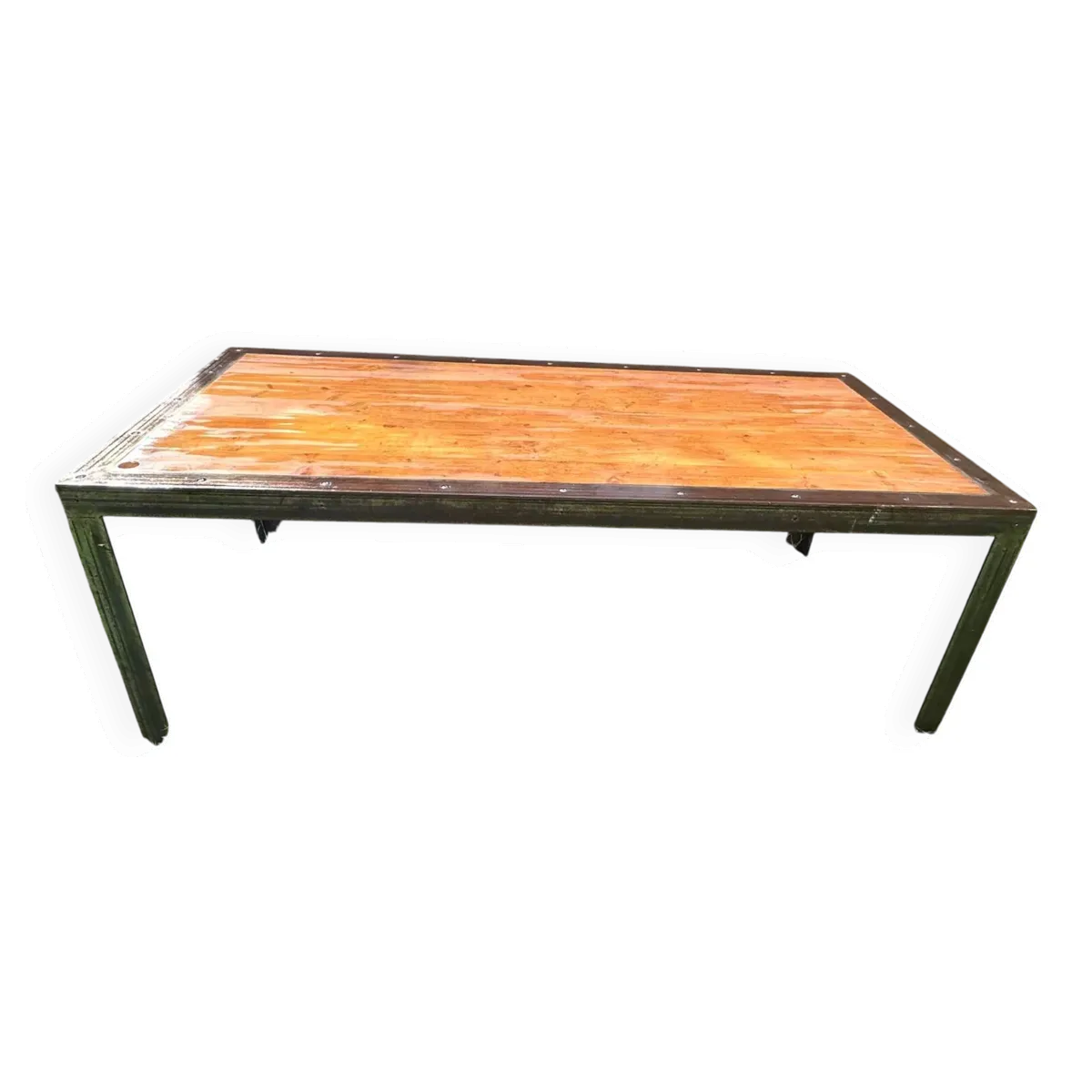 Importante Table industrielle en bois et métal