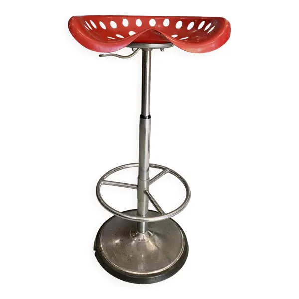 Tabouret rouge Faucheuse pivotant Etienne Fermigier mirima 70