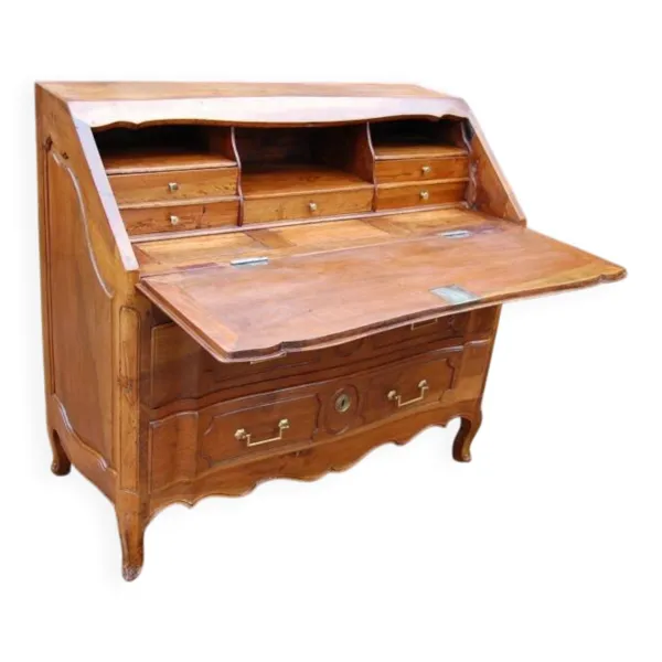 Bureau à pente d époque louis xv transition louis  xvi  en noyer du 18e s