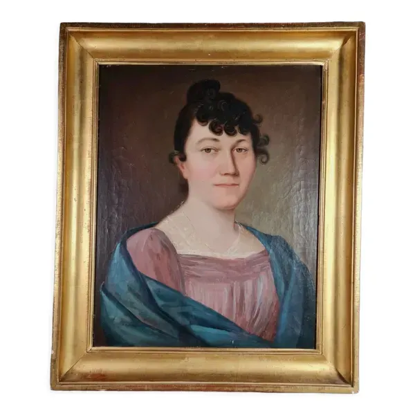 Portrait à l'huile Ecole Française début XIXe siècle d'une jeune femme  Bel état SB