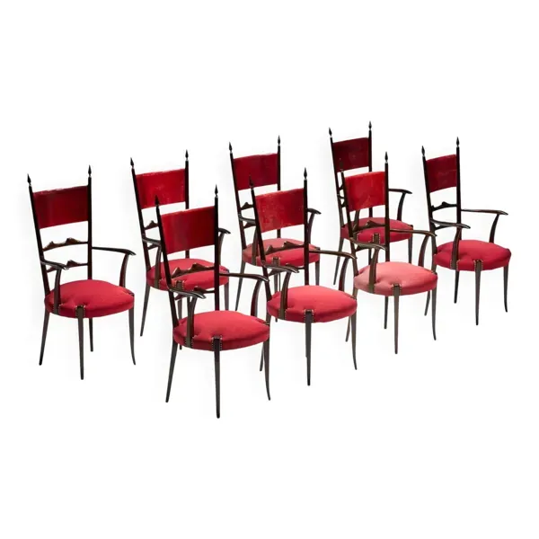 Chaises de salle à manger à dossier haut par Aldo Tura, Italie, 1962
