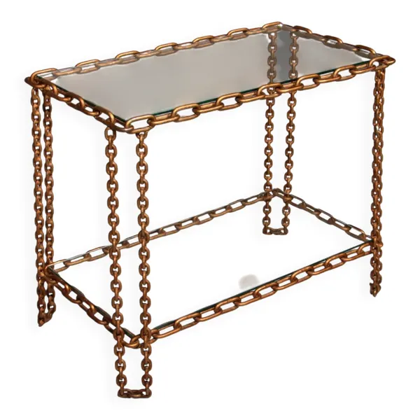 Table d'appoint chaîne boho élégance industrielle, 1970