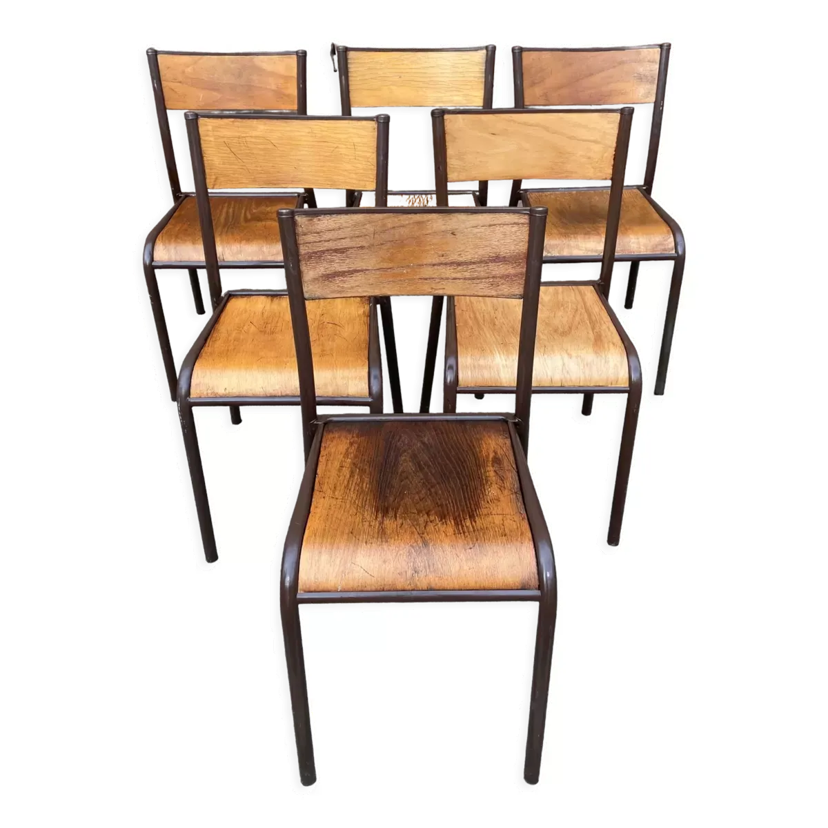 Lot de 6 chaises d'école industrielle école vintage collectivités
