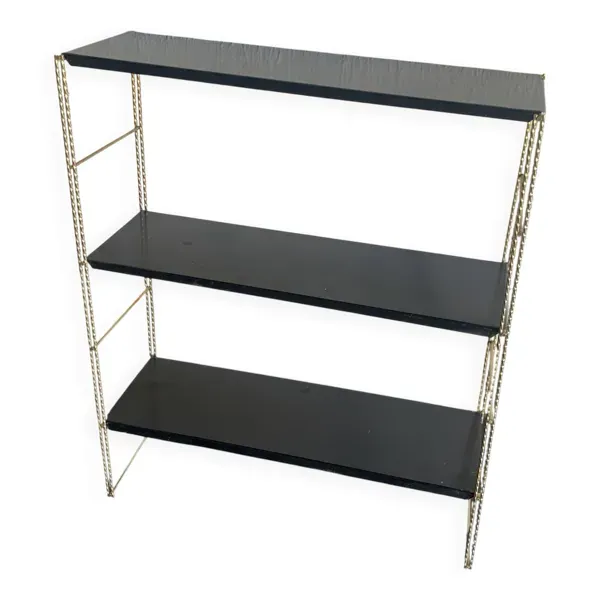 Etagère vintage 1960 String murale noir doré - 60 x 48 cm