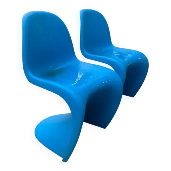 Duo de chaises Panton – Verner Panton pour Vitra – Bleu – Édition sign
