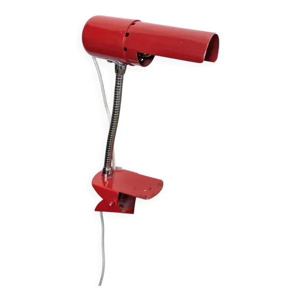 Lampe vintage à pince rouge – Design industriel années 70