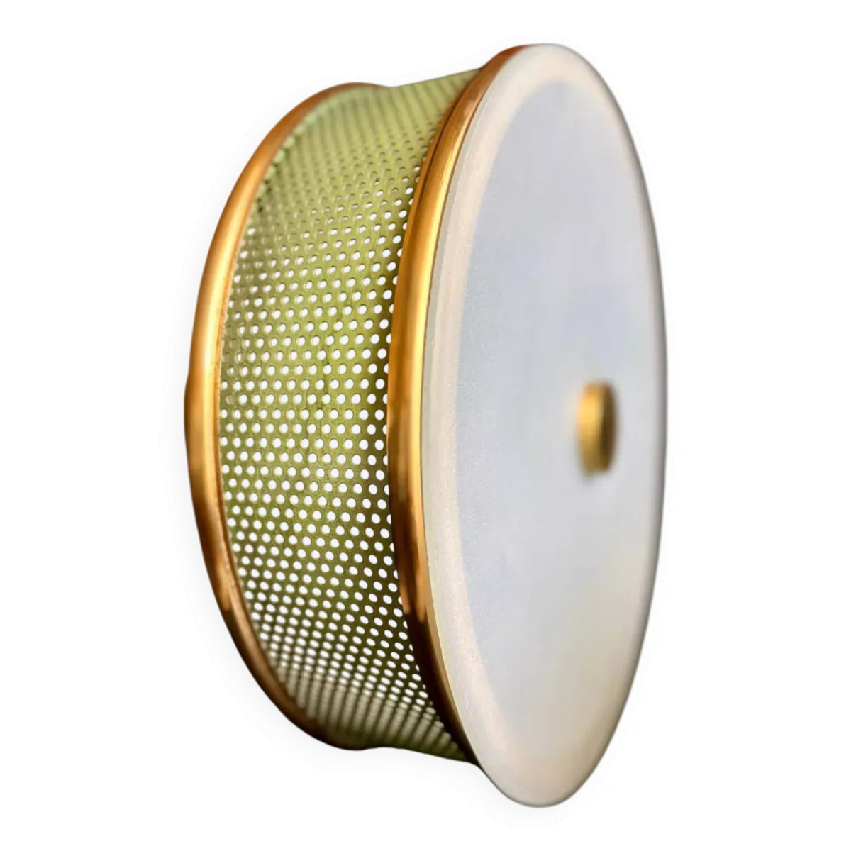 Plafonnier Lunel / Hublot / Laiton, métal perforé et verre