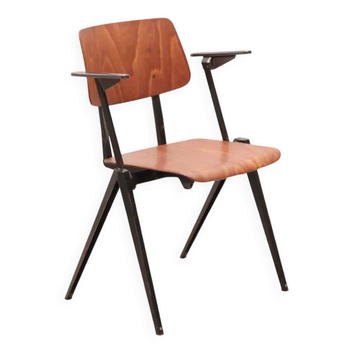 Chaise Galvanitas S21 accoudoirs chêne et noir