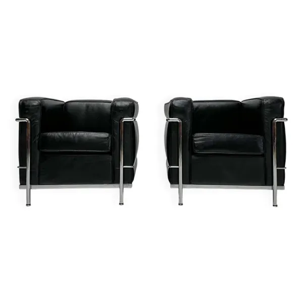 Fauteuils LC2 vintage des années 90 par Le Corbusier et Charlotte Perriand pour Cassina