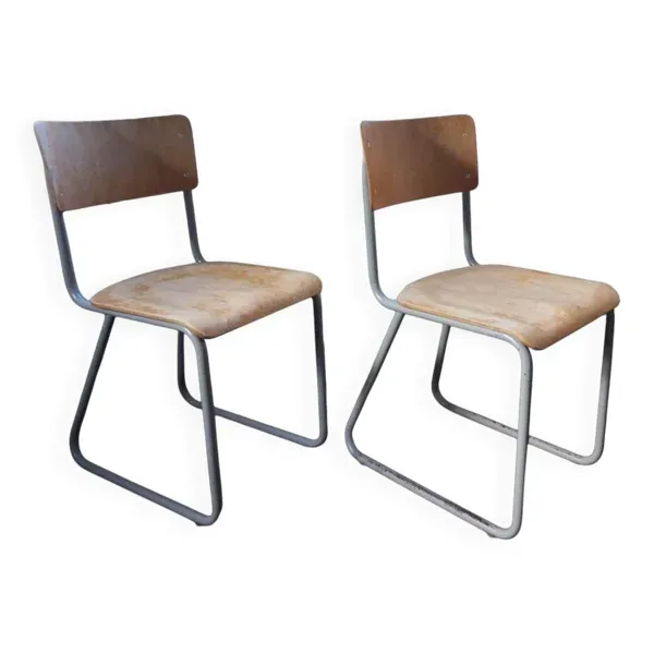 Chaises industrielles vintage Willem Hendrik Gispen pour Gispen années 1950, ensemble de 2