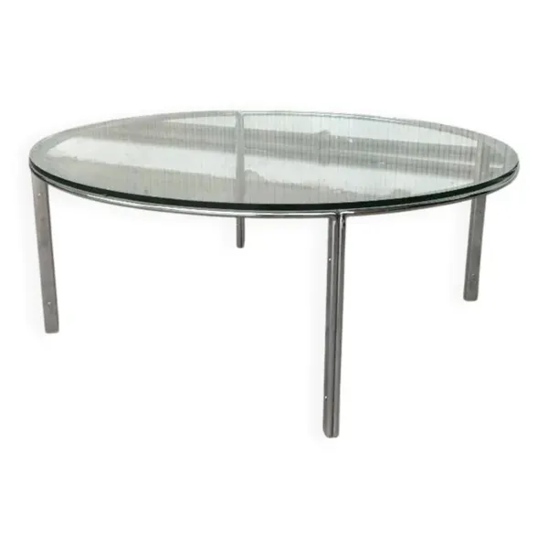 Table basse en chrome et verre de style Space Age du milieu du siècle, 1960s