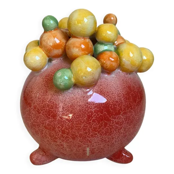 Petit vase boules billes multicolores tripode