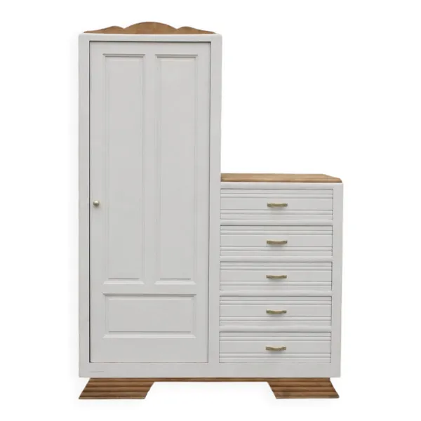 Armoire asymétrique en chêne massif – Style Art Déco rénové