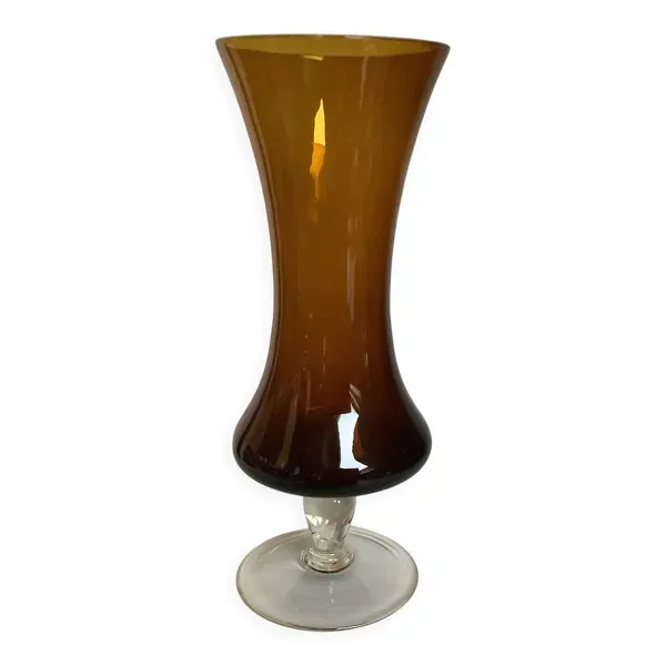 Vase en verre fumé jaune