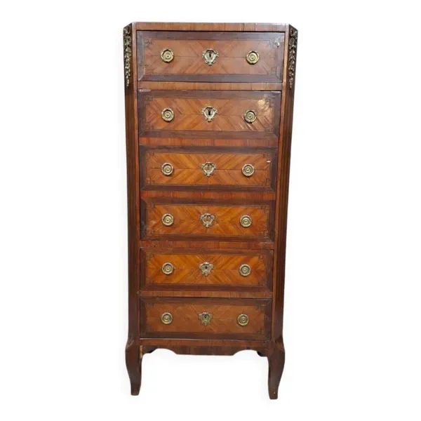 secrétaire en semainier époque Louis XVI en marqueterie ( a restaurer)