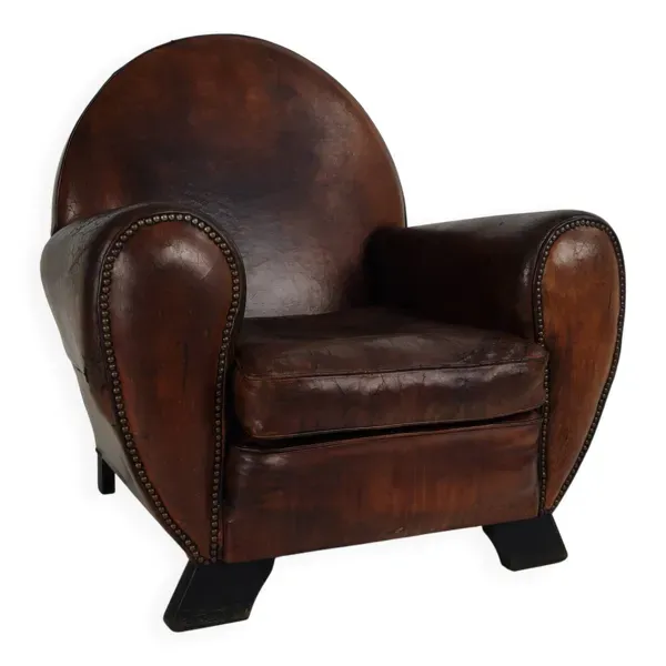 Fauteuil Club Art Déco en Cuir pour Homme