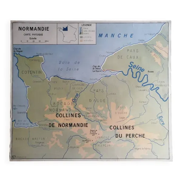 Carte scolaire vintage mdi FRANCE Normandie Bassin Parisien