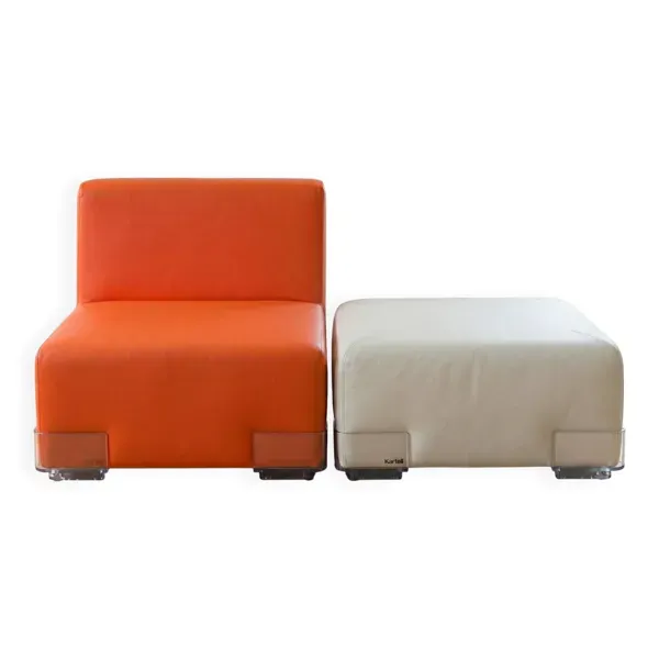Ensemble Chauffeuse et Pouf ''Plastics'' - Design Piero Lissoni pour Kartell