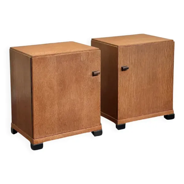 Paire de tables de nuit Art Déco néerlandaises École d'Amsterdam