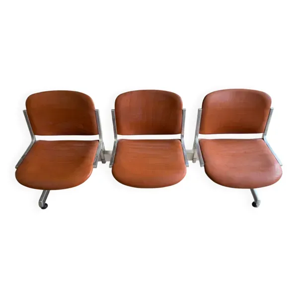 Banc vintage salle d’attente 3 places année 70