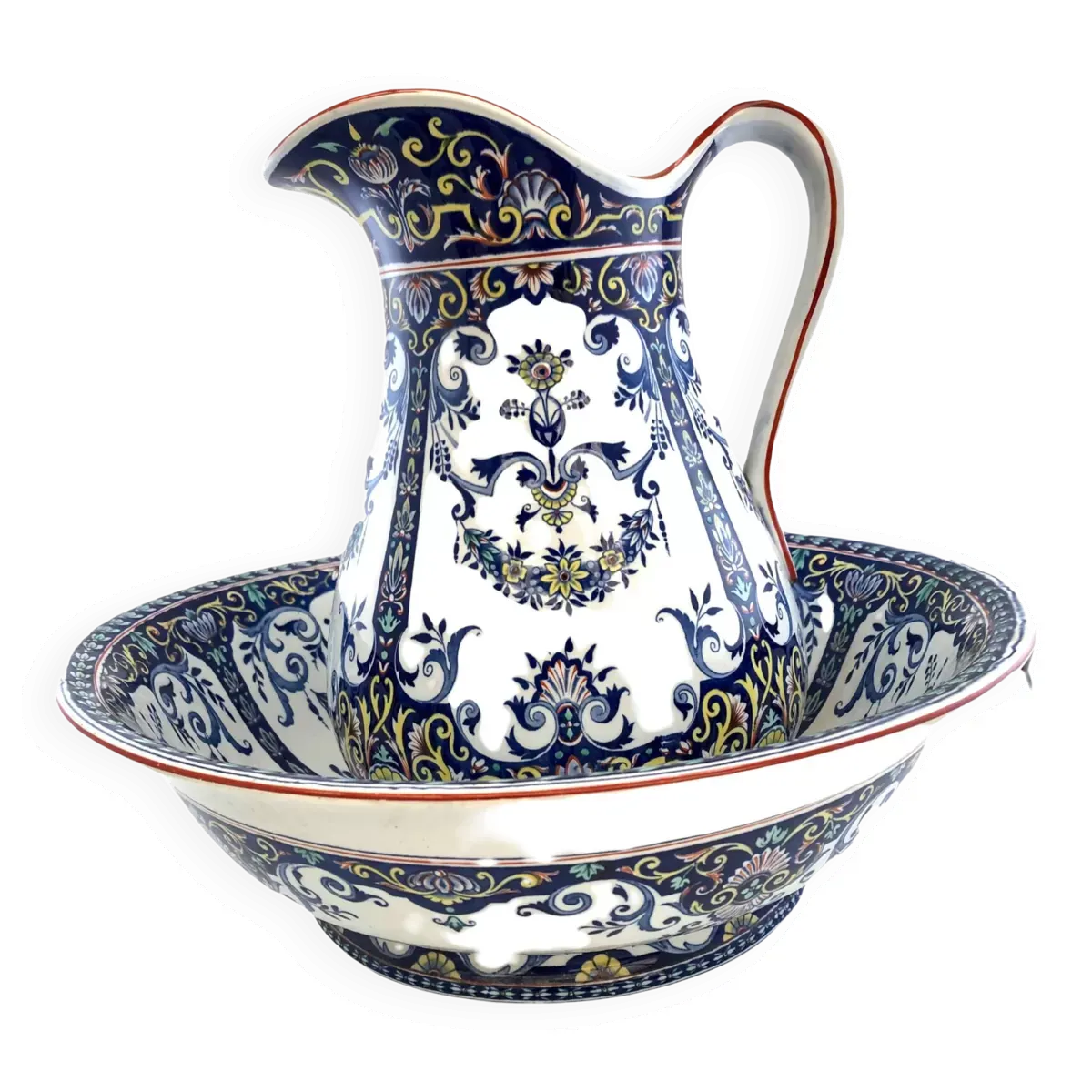 Ensemble de toilette pichet bassine Rouen  Jules Viellard 19eme