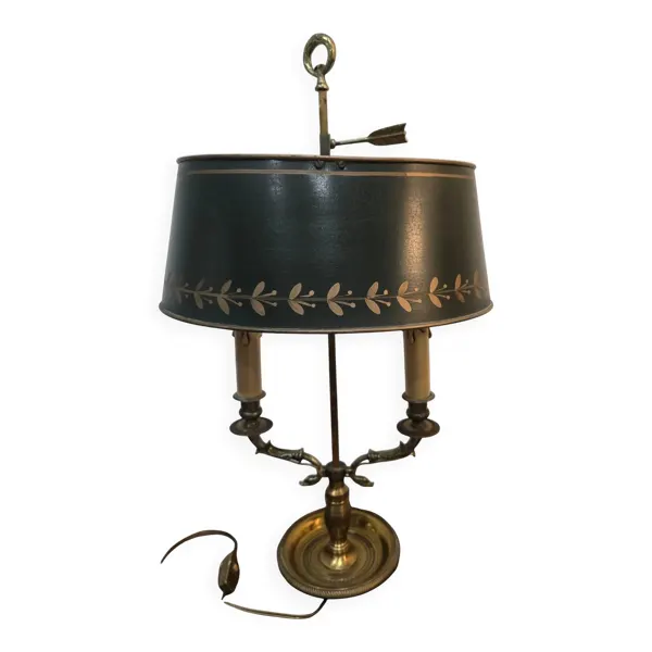 Lampe bouillotte Empire à deux feux en laiton