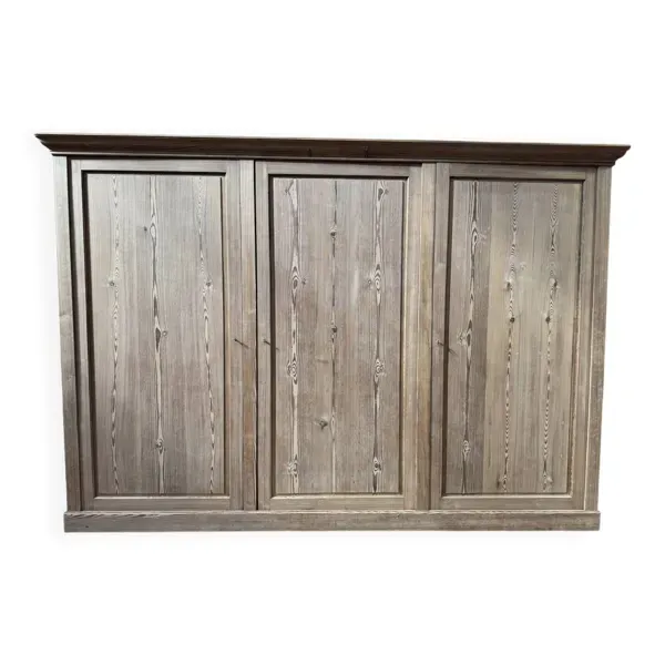 Grande armoire de métier en pitchpin - Début XXe siècle