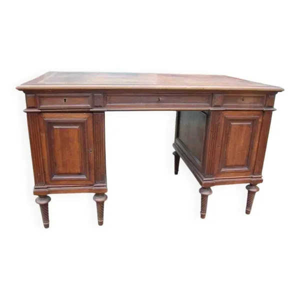 Bureau à caisson Napoléon III en noyer du 19e siècle