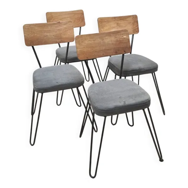 Suite de 4 chaises industrielles, Manufactori