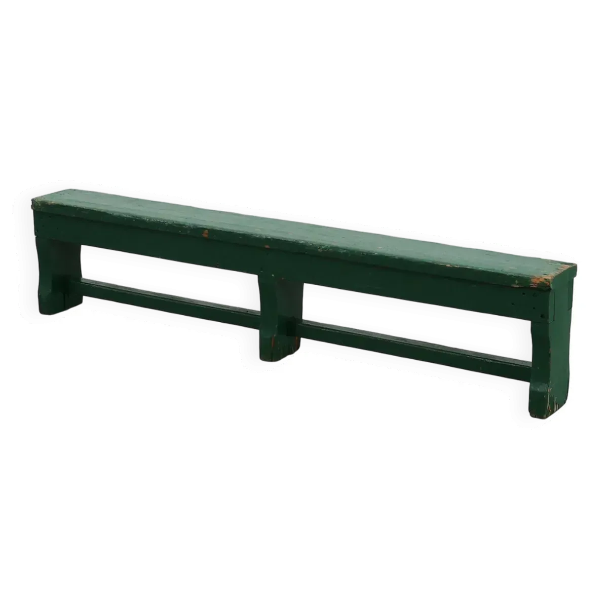 Banc de ferme rustique et primitif en chêne massif, France vers 1900