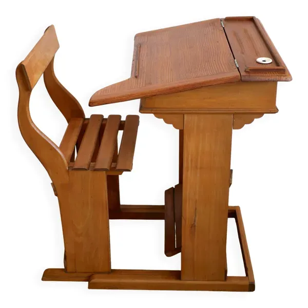 Ancien bureau d'écolier en bois