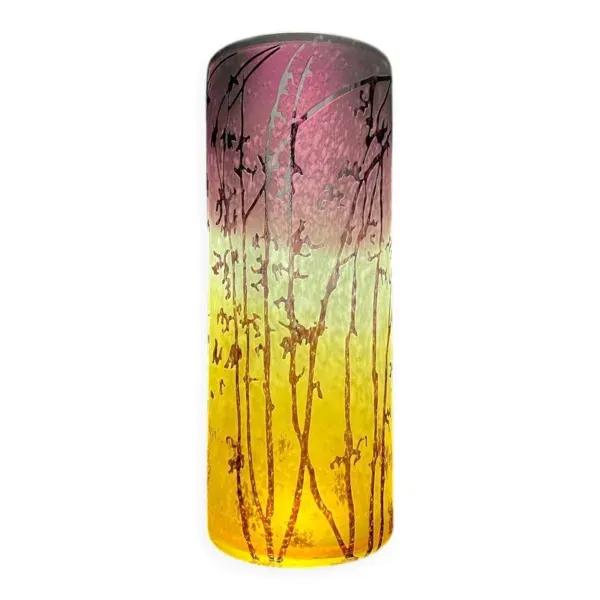 Vase en verre camée multicouche à décor végétal dégagé à l’acide