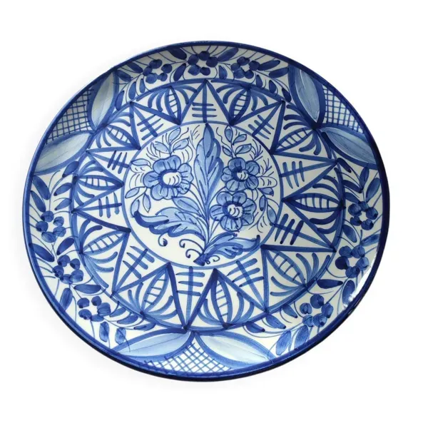 Grand plat mural en majolique signé Enrique Crespo , Artesania années