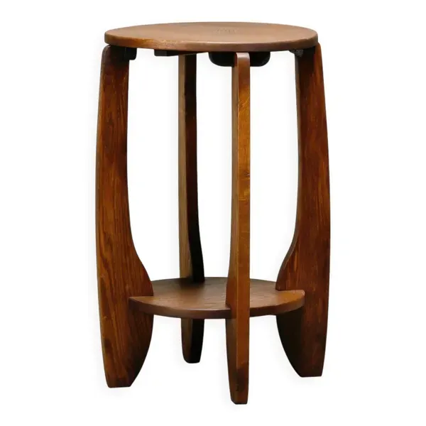 Table d'appoint ou table de plante Art Déco néerlandaise de l'école d'Amsterdam en chêne massif.