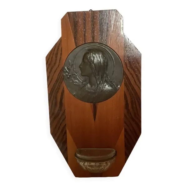 Bénitier Ruffony en bois art déco