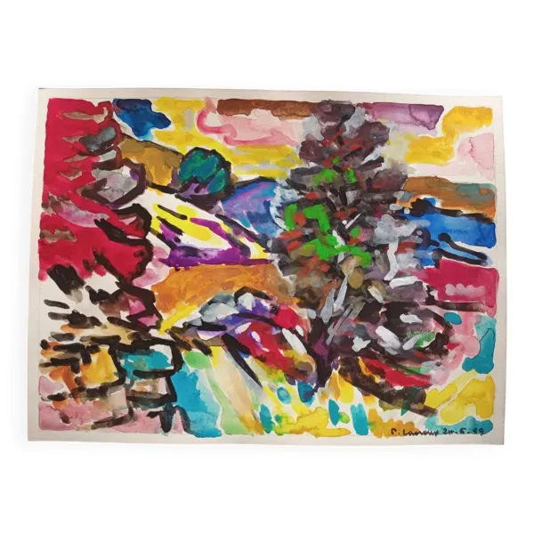 pierre Lacroux (1909- 1993) Gouache sur papier 24 x 32 cm - de 1989 - (297)