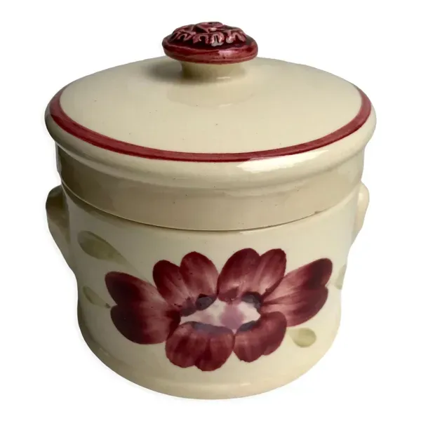 boîte Digoin Sarreguemines modèle ''Marguerite'' peinte à la main années 50