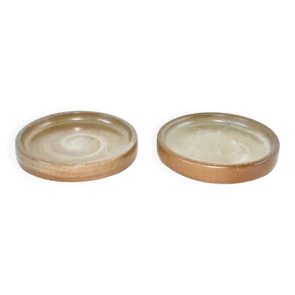 Paire de dessous de bouteilles en grès émaillé, 1970