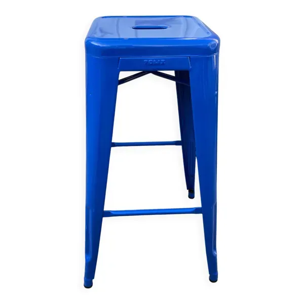 Tabouret de bar industriel TOLIX H75 empilables bleu