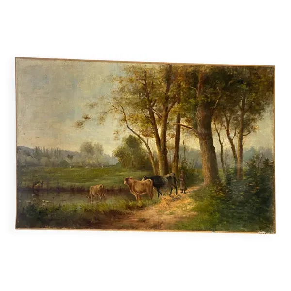 Paysage de campagne signé Brouaux