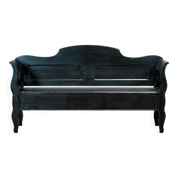 Banc en pin ancien à plateau rabattable, années 1900