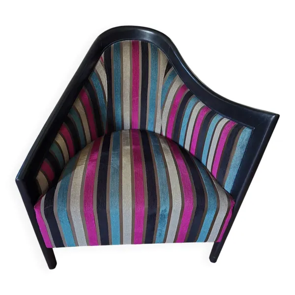 Fauteuil Cabriolet Roche Bobois « Profil » — Velours à Rayures Multico