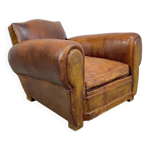 Fauteuil club en cuir 1950