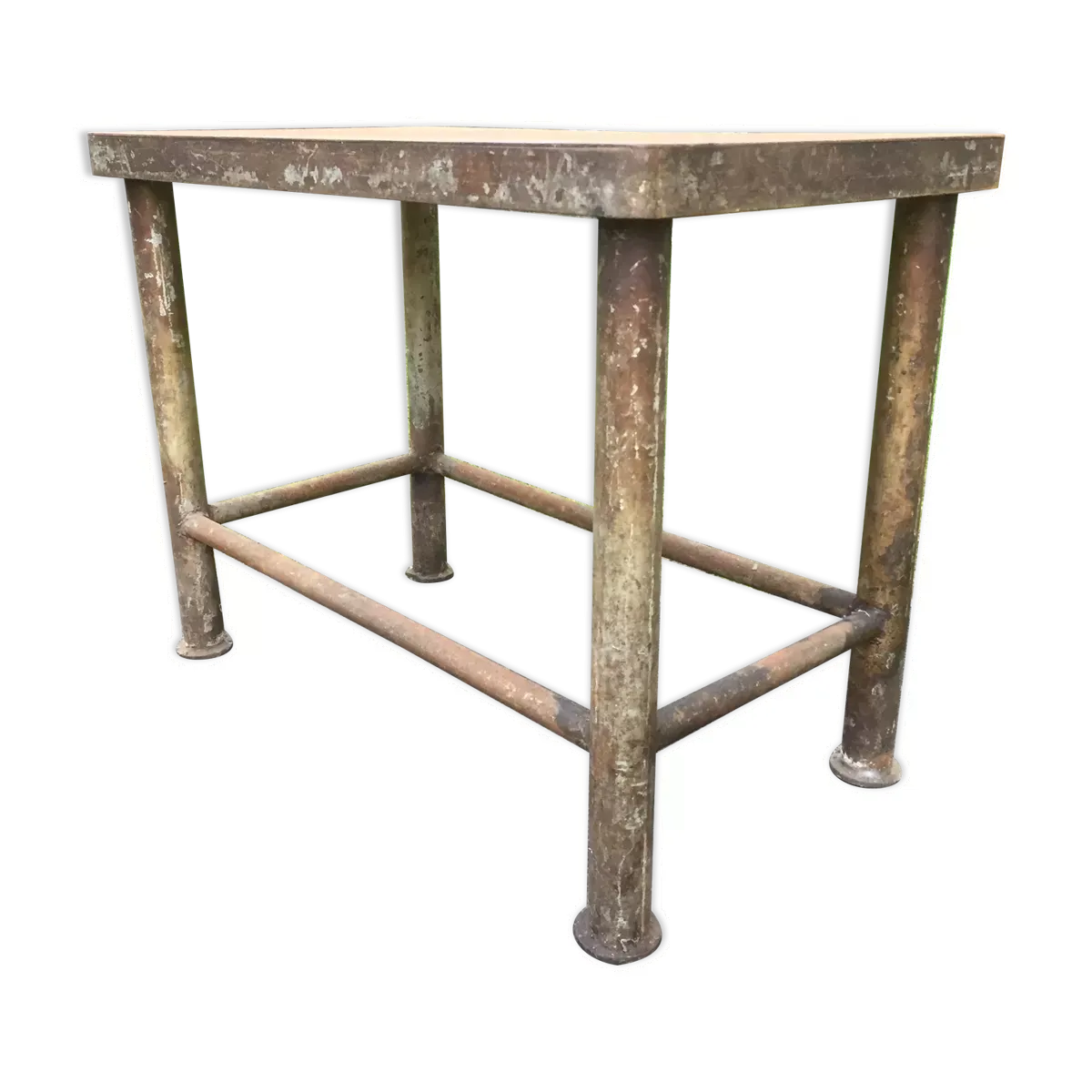 Table vintage en métal provenant d’un atelier industriel à relooker