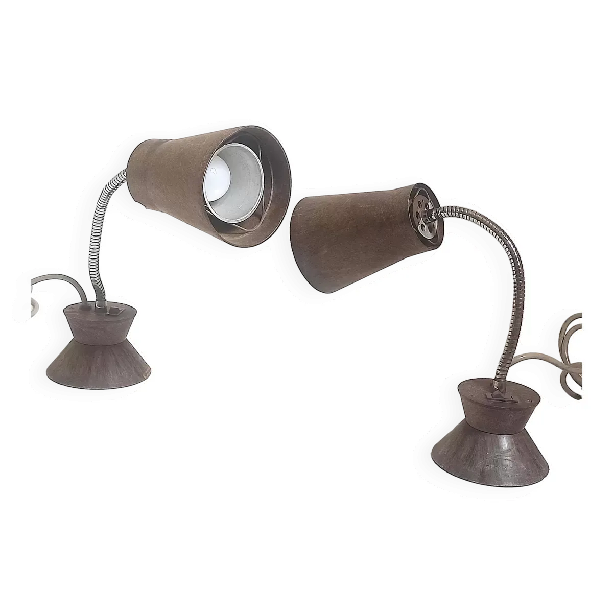 Paire de lampes articulées industrielles Armelec Années 50