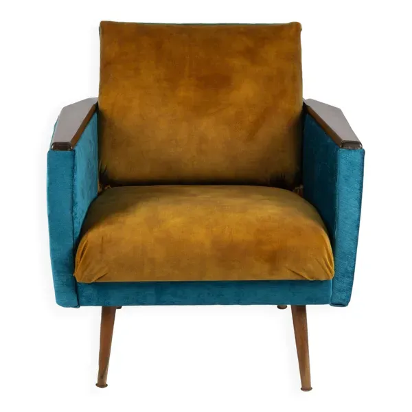 Fauteuil rétro danois doré pétrole des années 60